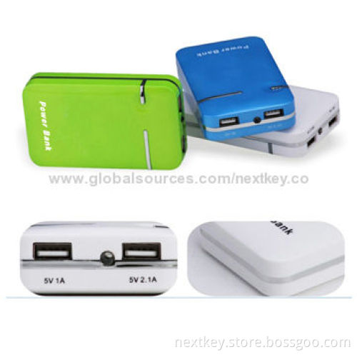 7,800mAh Blue Large Capacity External Portable Power Banks for Mobiles, MP3/4/5 Players, 5V/1/2A